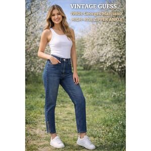 Vintage Guess USA 80s Georges Marciano High Rise Zipper Ankle Tapered Jeans 29